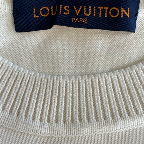 Louis Vuitton White & Yellow Pin Logo Embroidered T-Shirt - Picture 3 of 8